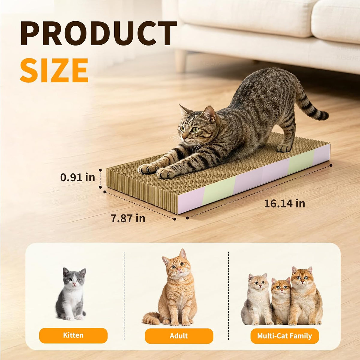 KISENG 5-Pack Reversible Cat Scratch Pads