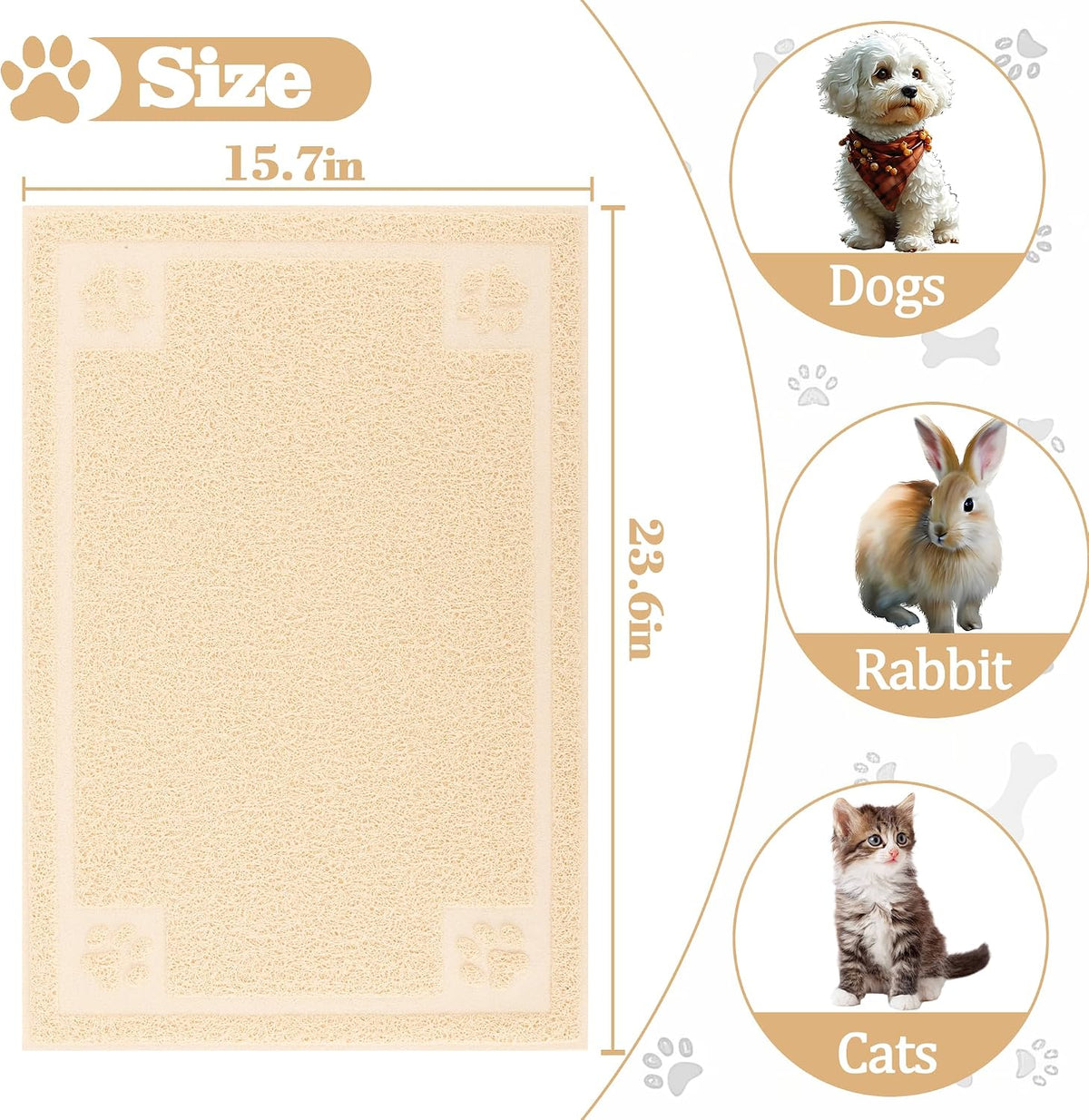 Darkyazi Beige PVC Pet Feeding Mat