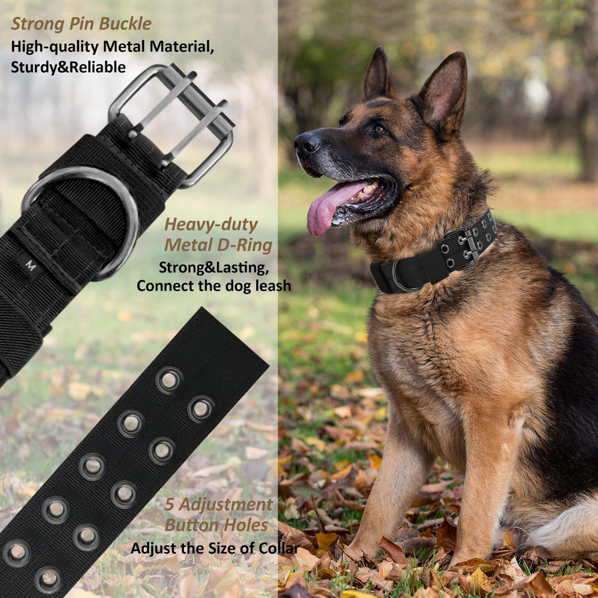 Periflowin Tactical Nylon Dog Collar