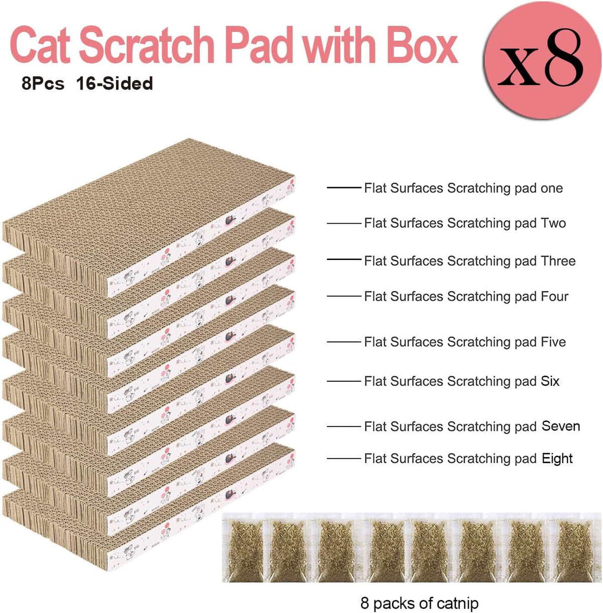 Catinarla Eight Pack Reversible Cardboard Scratch Pads