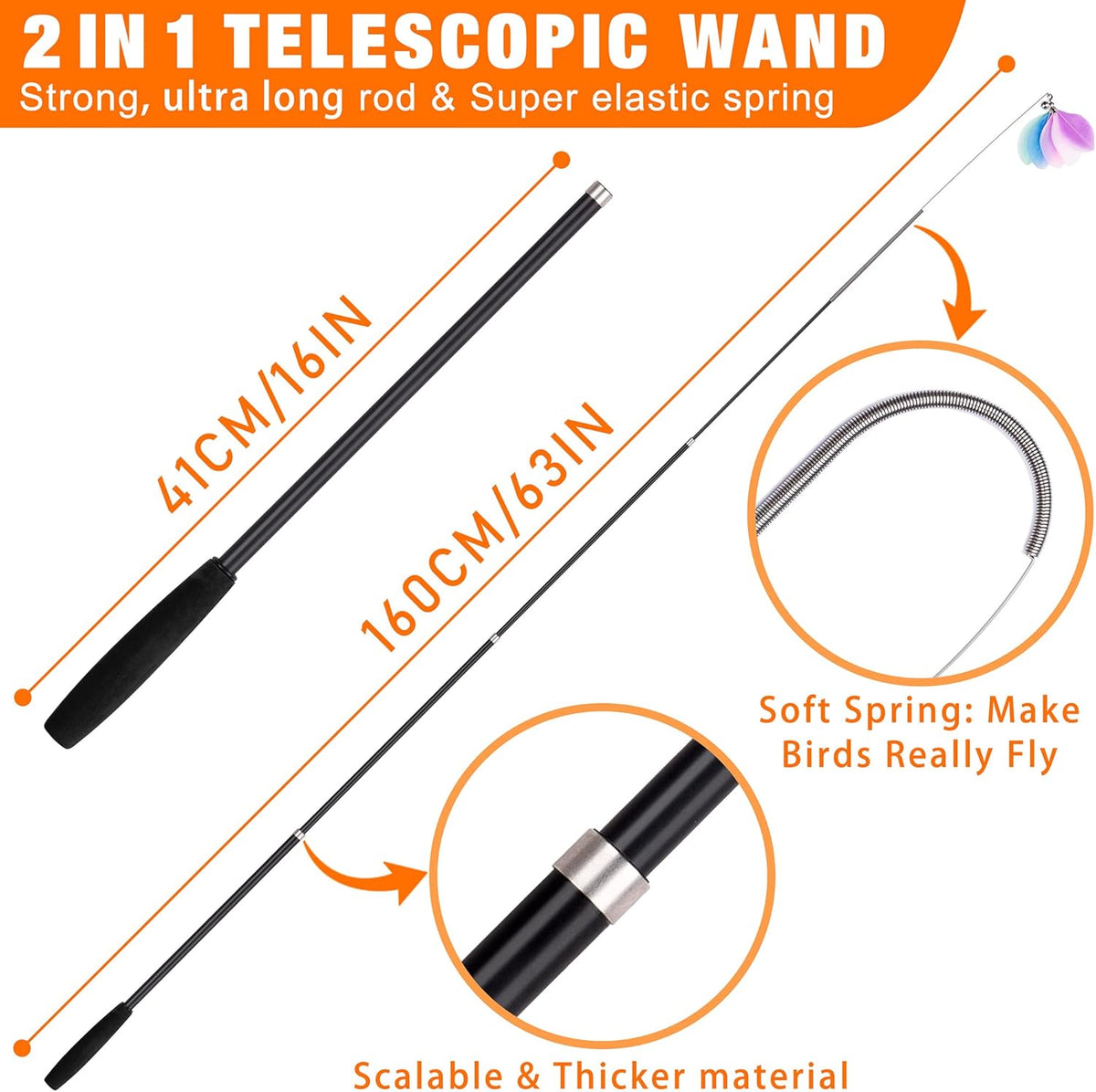 JXFUKAL Spring Cat Wand Set with Refills