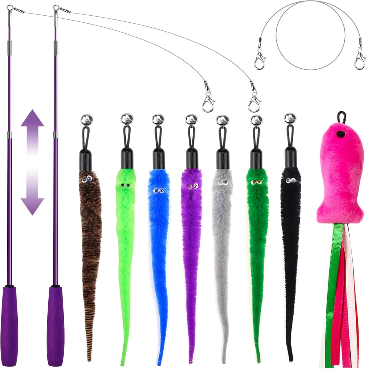 ZeyZoo Telescopic Cat Wand and Worm Refills