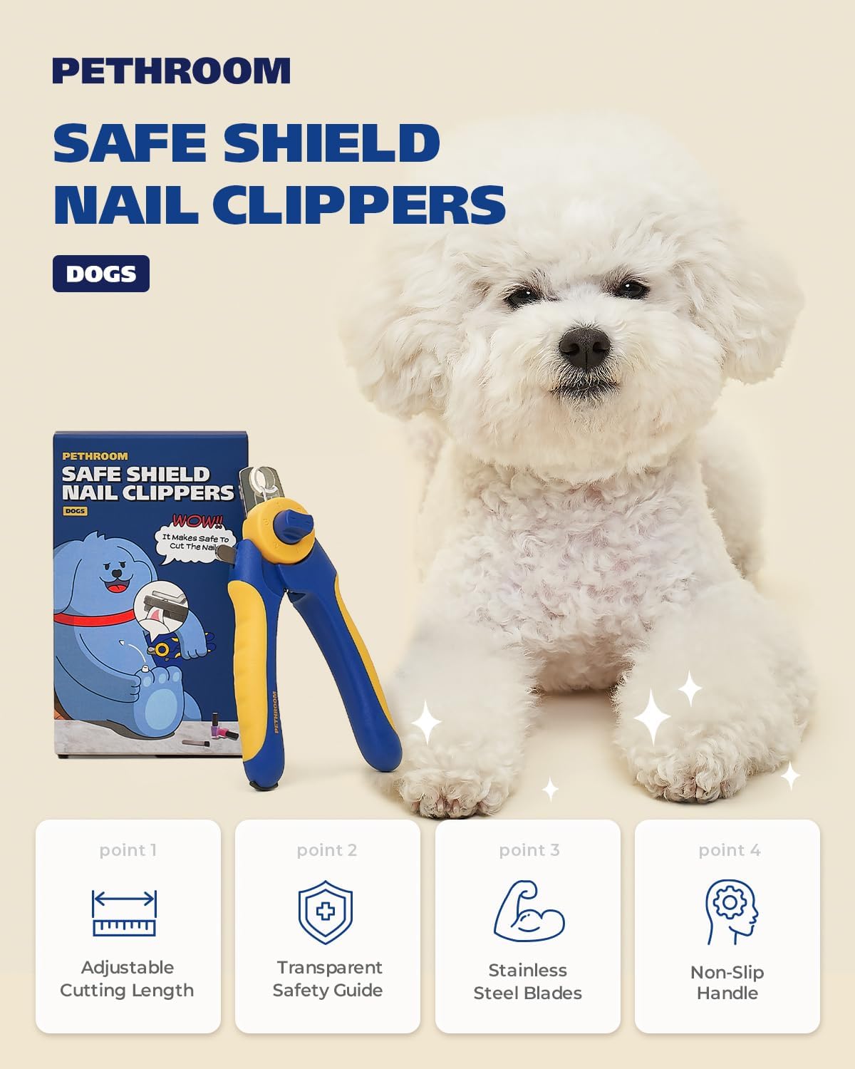 PETHROOM Dog Nail Clipper with Guide