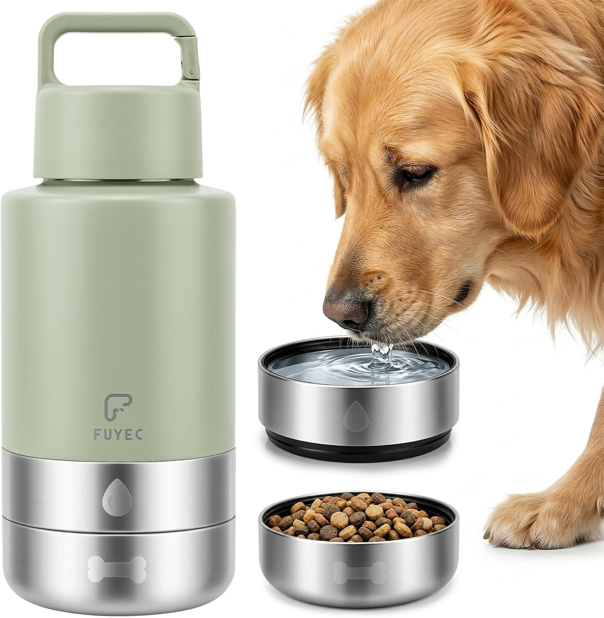 FUYEC Stainless Steel Bottle with Two Bowls