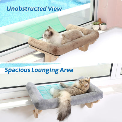 Zakkart Wood Cat Window Perch with Bolster