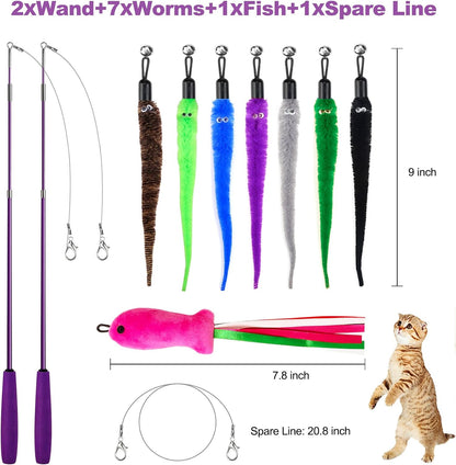 ZeyZoo Telescopic Cat Wand and Worm Refills