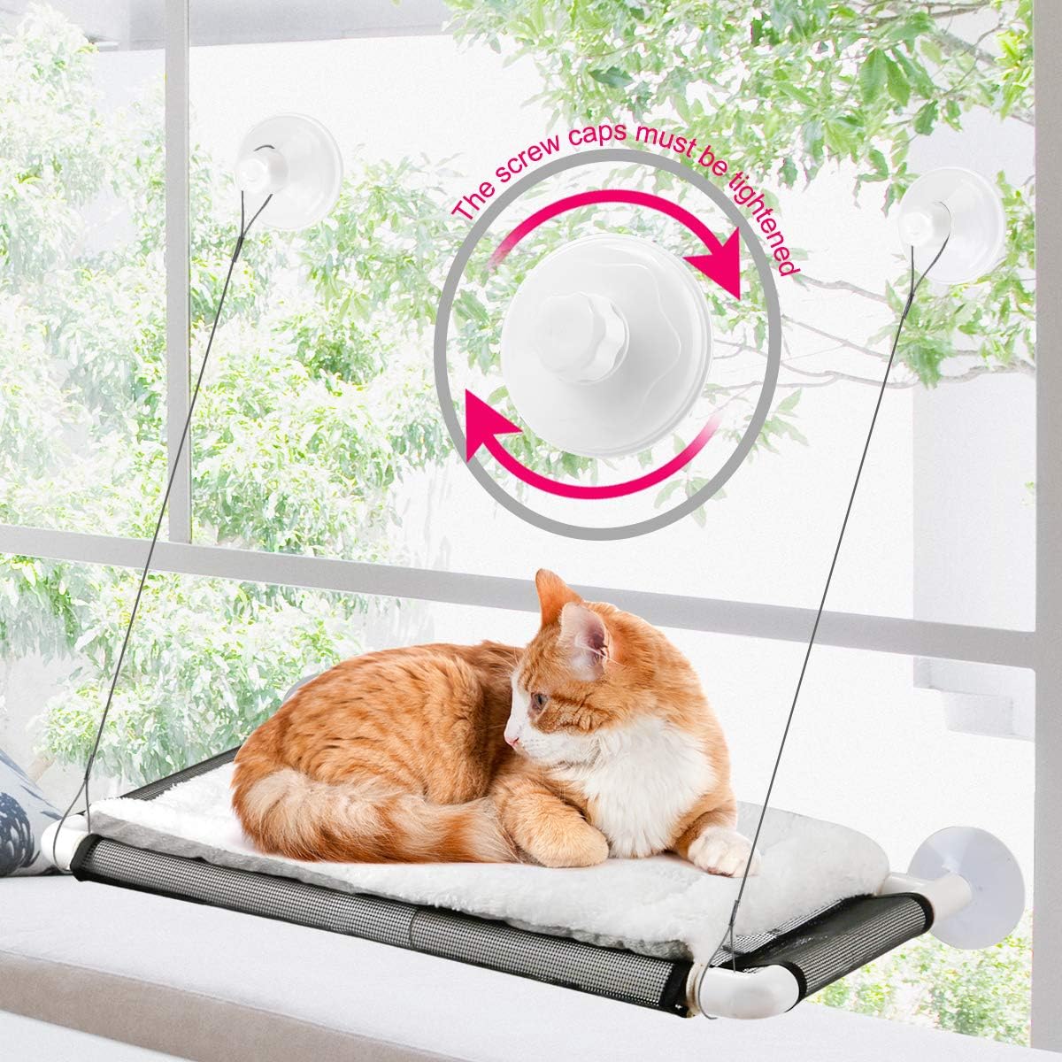 ZALALOVA Cat Window Perch with Fleece Blanket