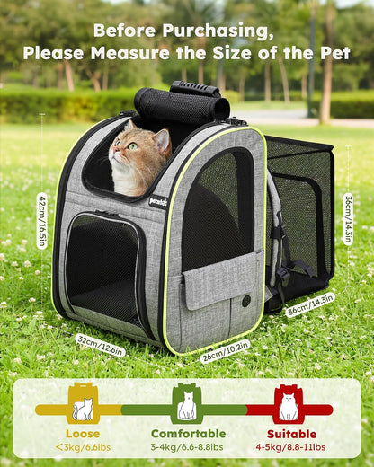 Pecute Grey Expandable Pet Carrier Backpack