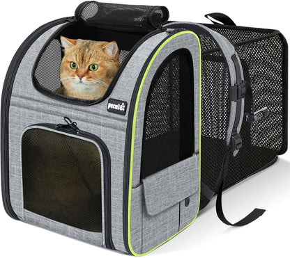Pecute Grey Expandable Pet Carrier Backpack