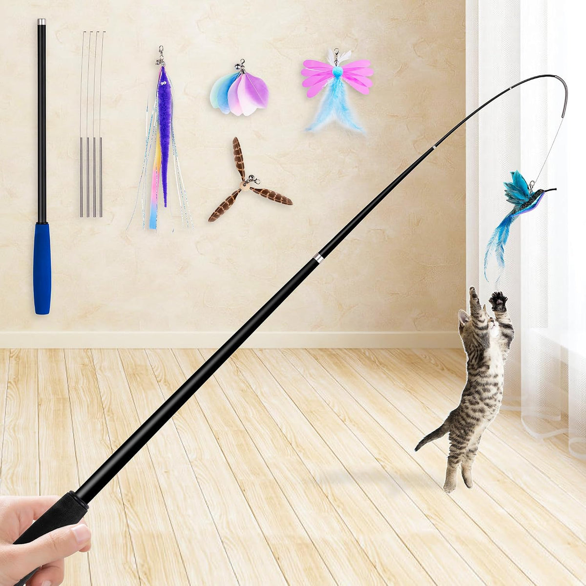 JXFUKAL Spring Cat Wand Set with Refills
