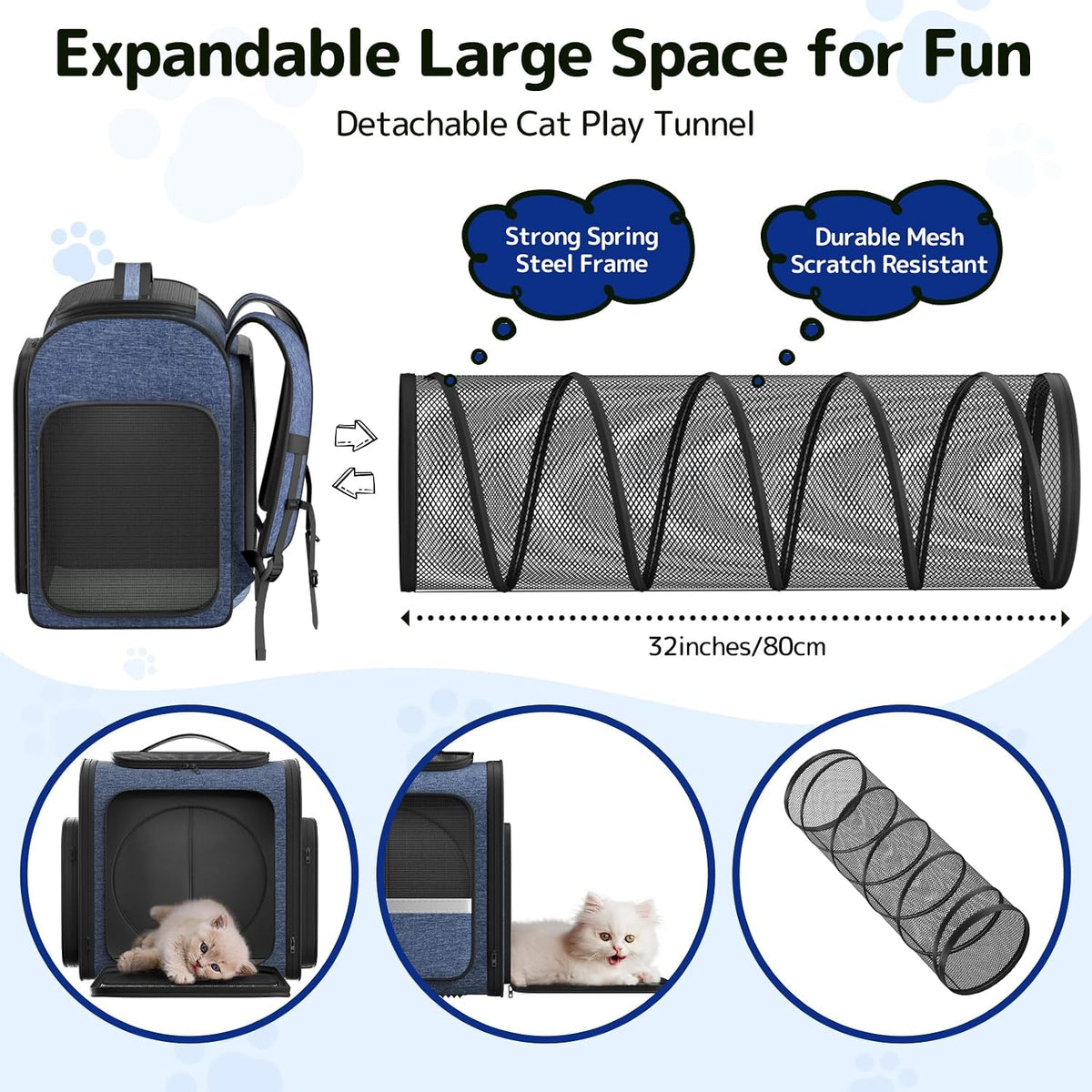 Pawtners Cat Backpack with Expandable Tunnel