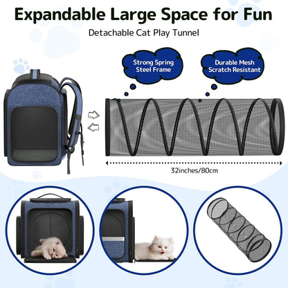 Pawtners Cat Backpack with Expandable Tunnel