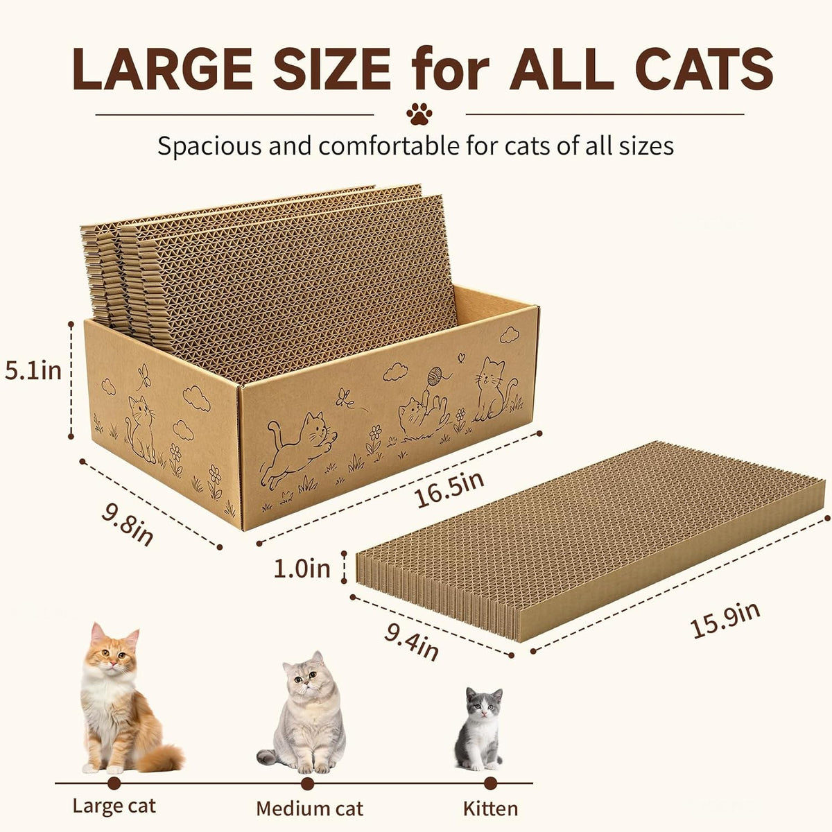 KISENG 5-Pack Reversible Cat Scratcher Pads