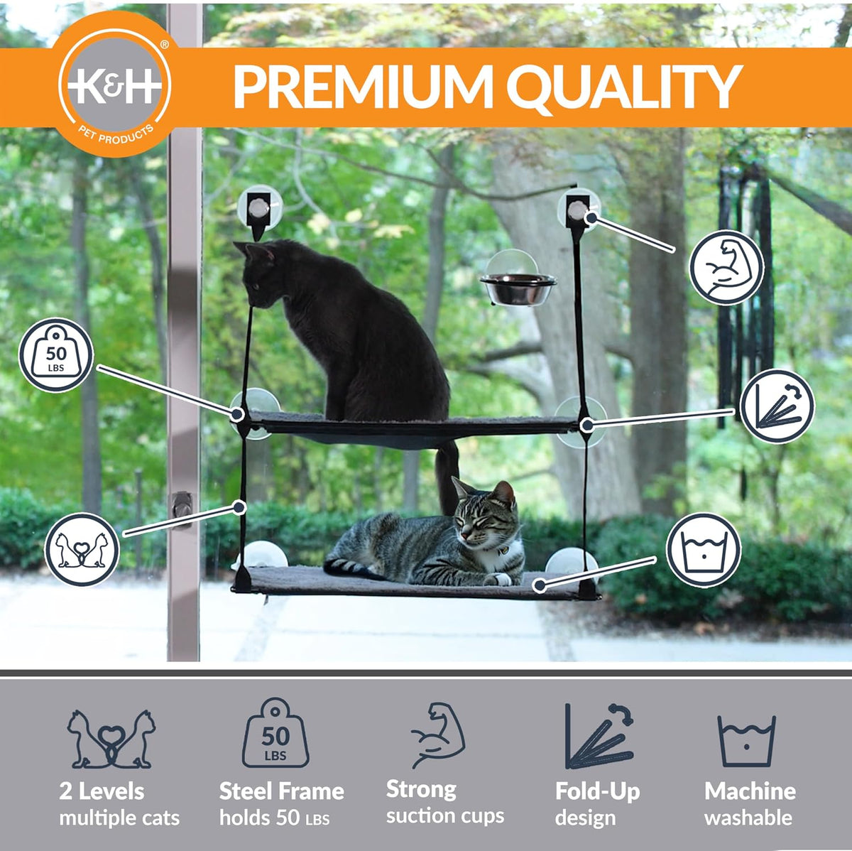 K&H EZ Mount Double-Level Cat Window Perch