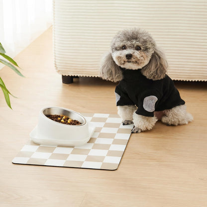 Ralxion Beige Checkered Pet Feeding Mat