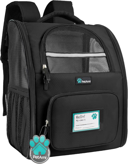 PetAmi Black Polyester Pet Backpack