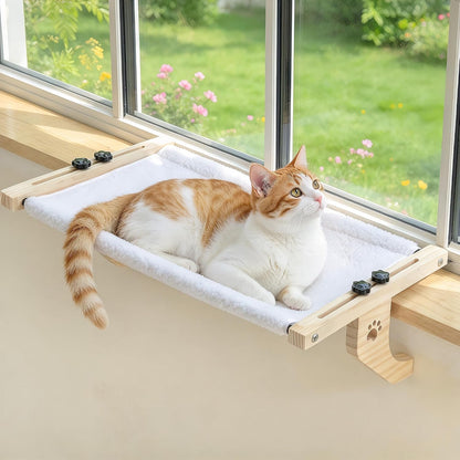 AMOSIJOY White Wood Cat Window Perch