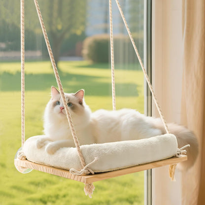 Anywish Wood Cat Window Perch with Cushion