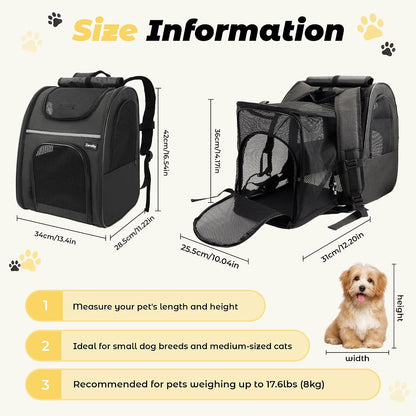 Zavothy Black Expandable Pet Carrier Backpack