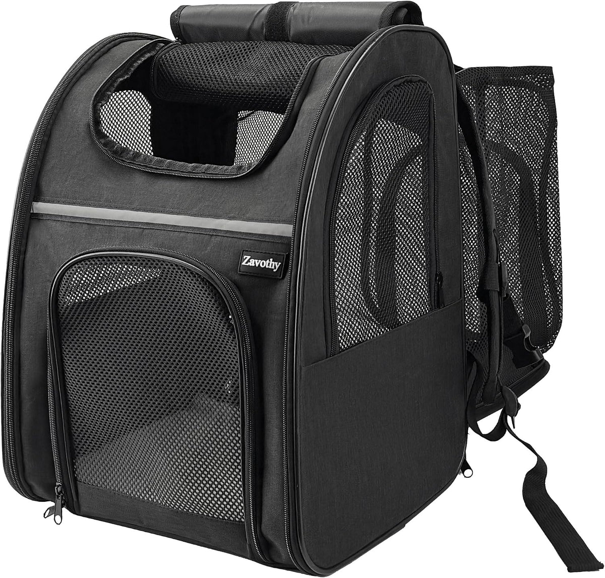 Zavothy Black Expandable Pet Carrier Backpack