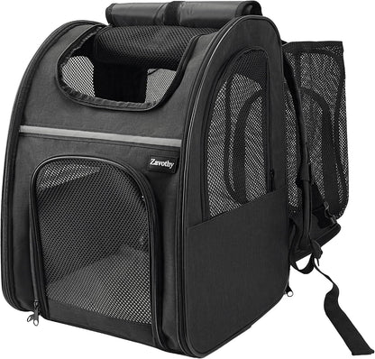 Zavothy Black Expandable Pet Carrier Backpack